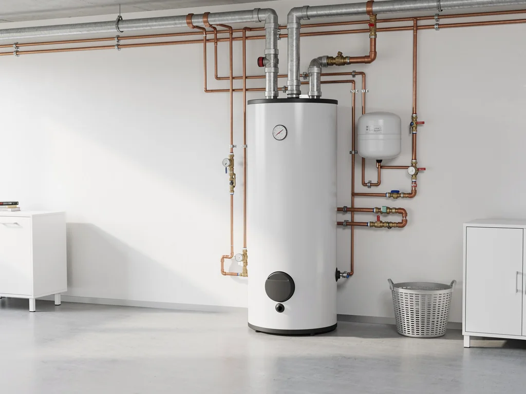 Ballon thermodynamique raccordé dans une buanderie pour produire l'eau chaude sanitaire